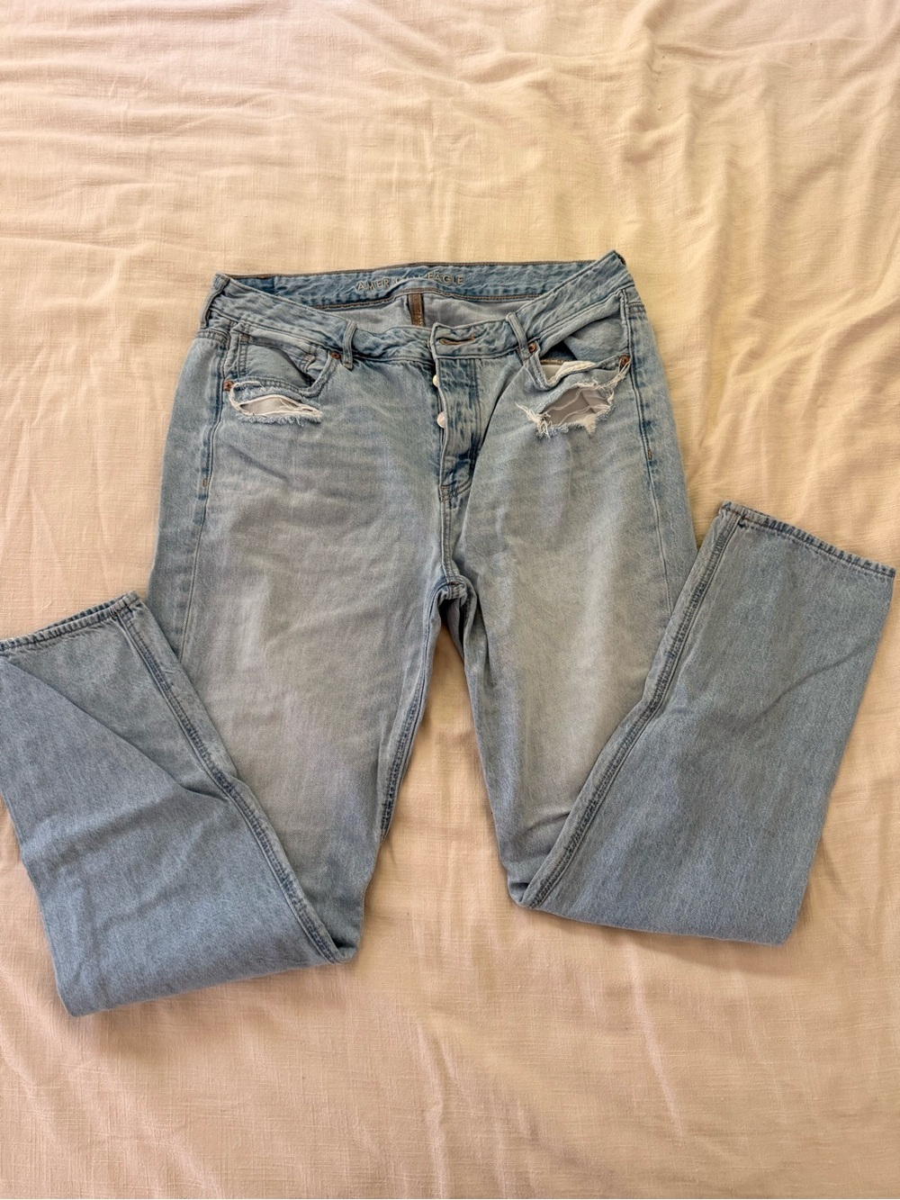 American Eagle Outfitters Light Blue Distressed Ankle Jeans